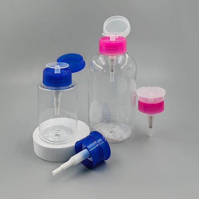 Plastic PP flip-top makeup remover pump, push-type transparent nail polish remover pump, cosmetic nail polish remover pump