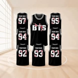 BTS-Inspired Cherry Blossom Number Basketball Vest Loose Casual Sleeveless Sports Jersey Fan Support Top for Men and Women