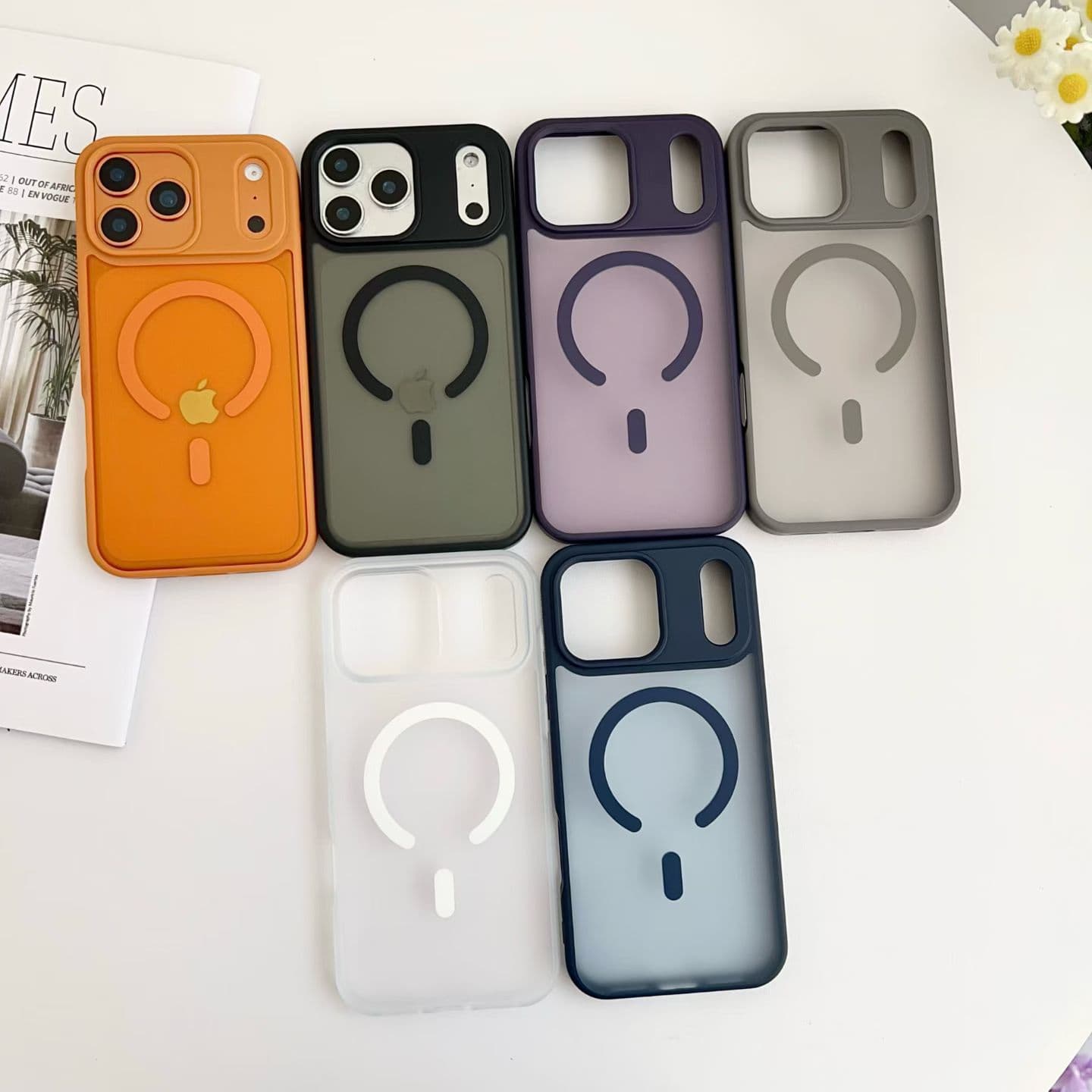 Skin-Feel Frosted Magnetic Semi-Transparent Full-Cover Phone Case for iPhone 17 Pro Max, Apple 16 Protective Cover