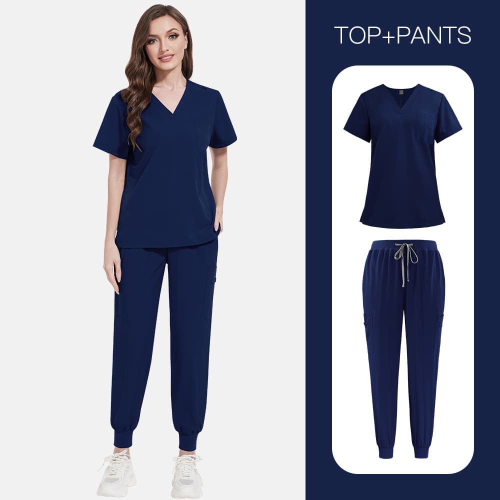 Thin Scrub Suit for Men and Women Short Sleeve Surgical Uniform Set for Operating Room Doctor Beauty Salon Workwear