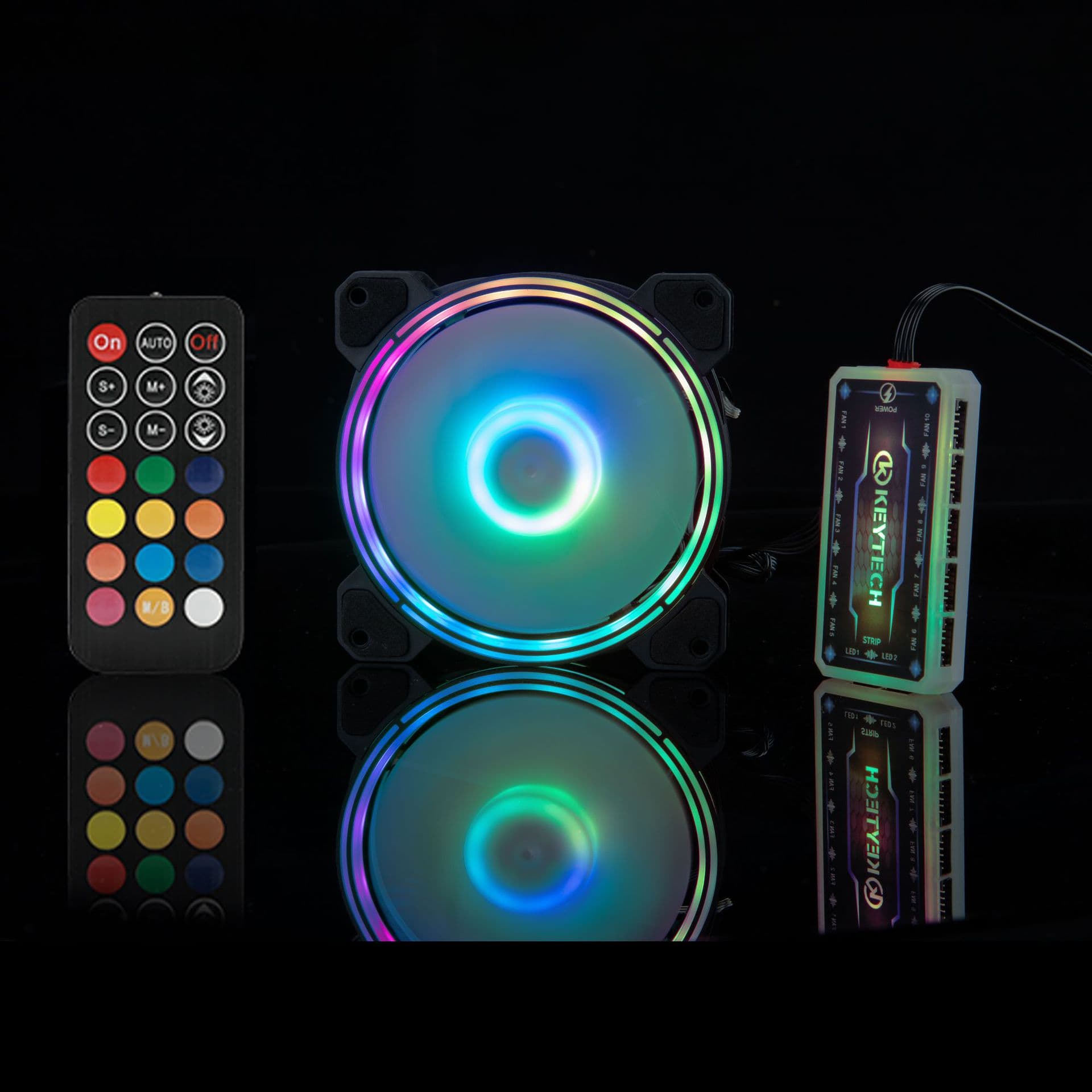 Case Fan 2nd Gen Dual Ring Light PC Cooling RGB Inner and Outer Glow Fan 12025 CPU 12cm Fan
