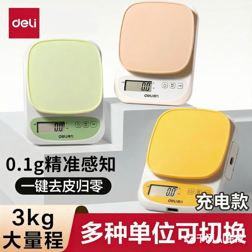 Deli TE941 Rechargeable Electronic Scale, High Precision Kitchen Scale, Gram Scale, Small Household Electronic Scale, Colorful