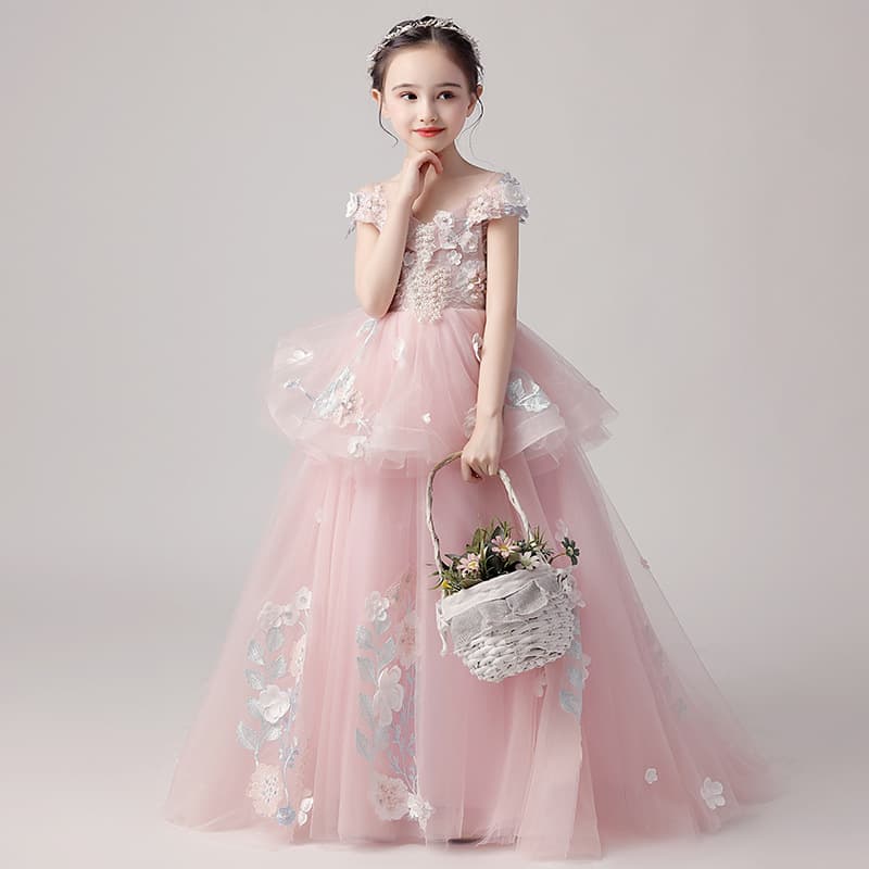 Flower Girl Dress Princess Tutu 20210 New Style Little Host Runway Piano Performance Costume Children's Formal Dress