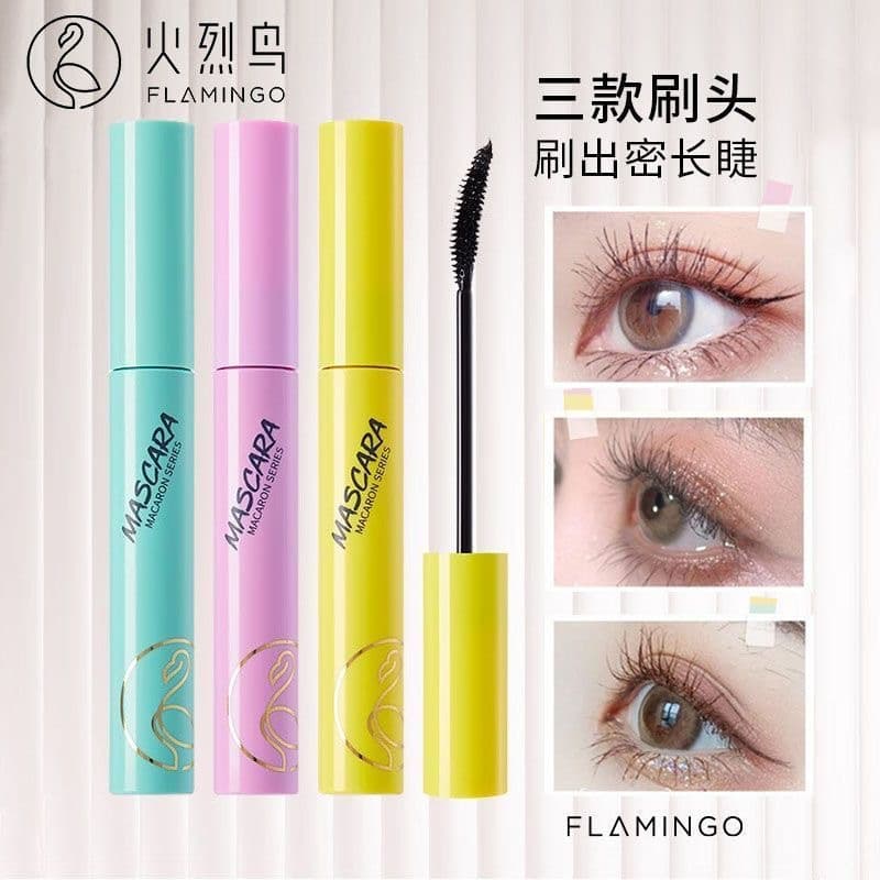 Flamingo Mascara Macaron Small Brush Head Primer Waterproof Thickening Lengthening Curling Mascara Makeup Wholesale