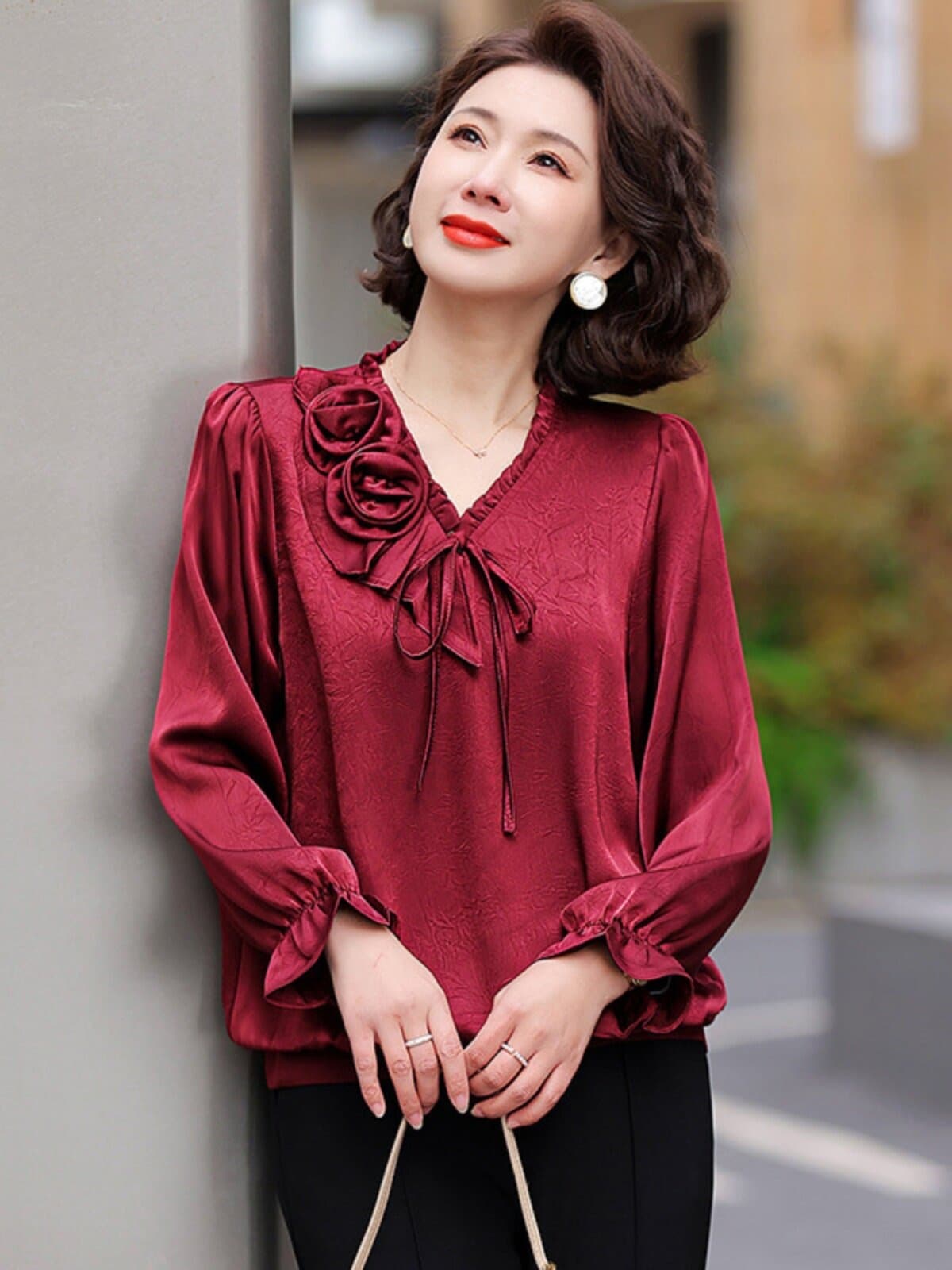 Mother of the Bride/Groom Wedding Suit Set Spring Summer Top and Pants Plus Size Elegant Red Outfit for Banquet
