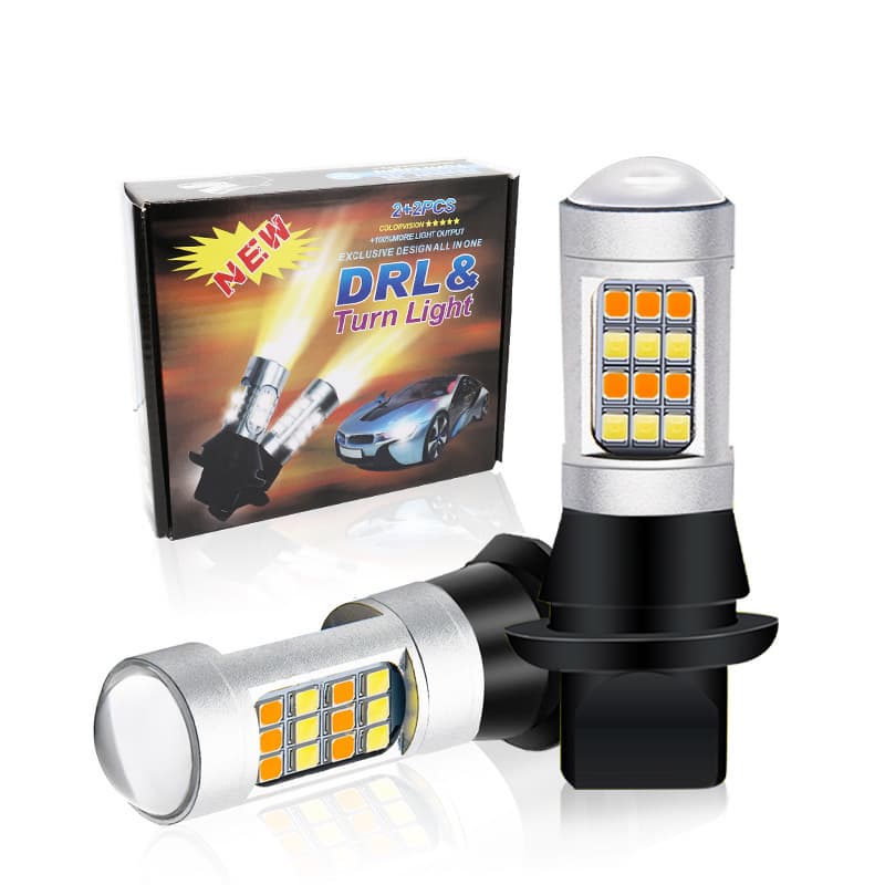 LED car lights two-color turn signal daytime running lights BA15S T20 7440 2835 42SMD with decoding set