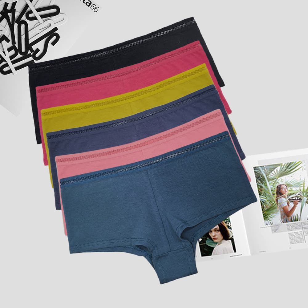 Women's Underpants for Export E-commerce, Comfortable Breathable Mid-Waist Hip-Hugging Solid Color Boyshorts