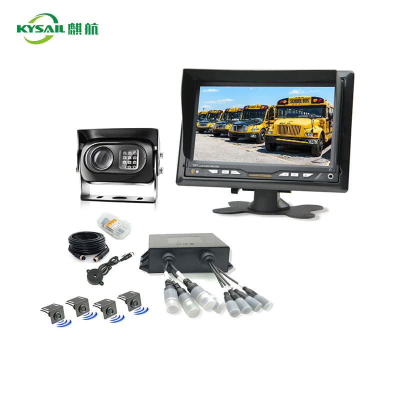 Truck Large Vehicle Concrete Mixer 7-inch HD Monitor Rear View Camera Parking Blind Spot Radar Sensor