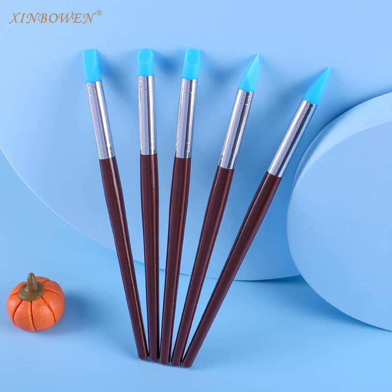 Clay Painted Silicone Pen 5 Pieces DIY Graffiti Clay Sculpture Clay Pen Manicure Cut Out Glue Tip Pen Repair Brush Set