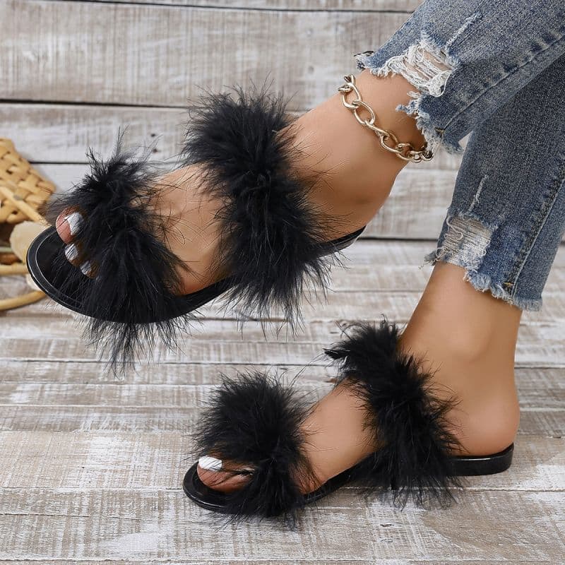 Cross-border Amazon PVC winter slippers plush cotton slippers outdoor home warm fashion fluffy slippers