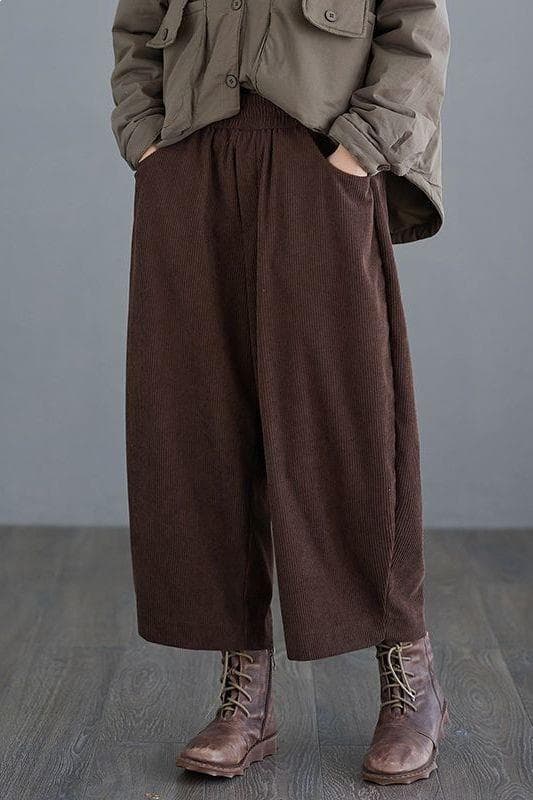 Maillard New Solid Color Corduroy Wide Leg Pants for Women, High Waist Casual Student Loose Lounge Pants