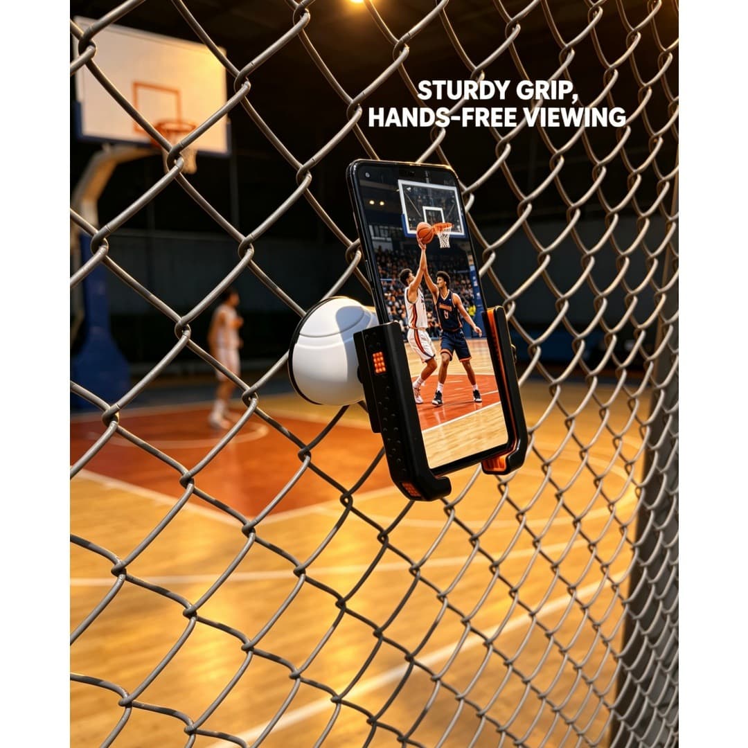 Football Field Basketball Court Protective Net Metal Hook Mobile Phone Holder Tennis Pickleball Game Record Mobile Phone Holder