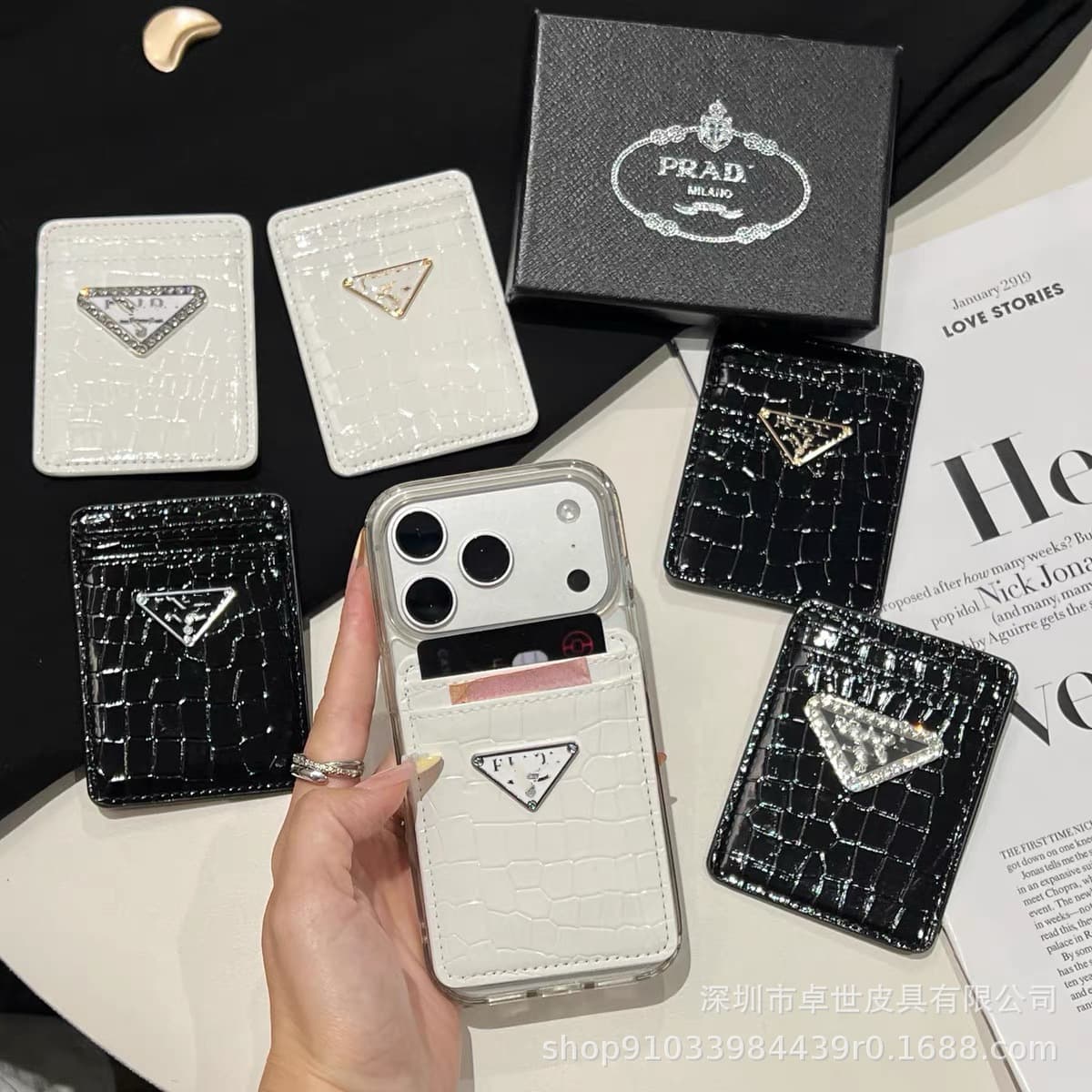 Manufacturer's ready-made new trendy brand card holder, strong magnetic suction, suitable for iPhone11-17 mobile phone card holder