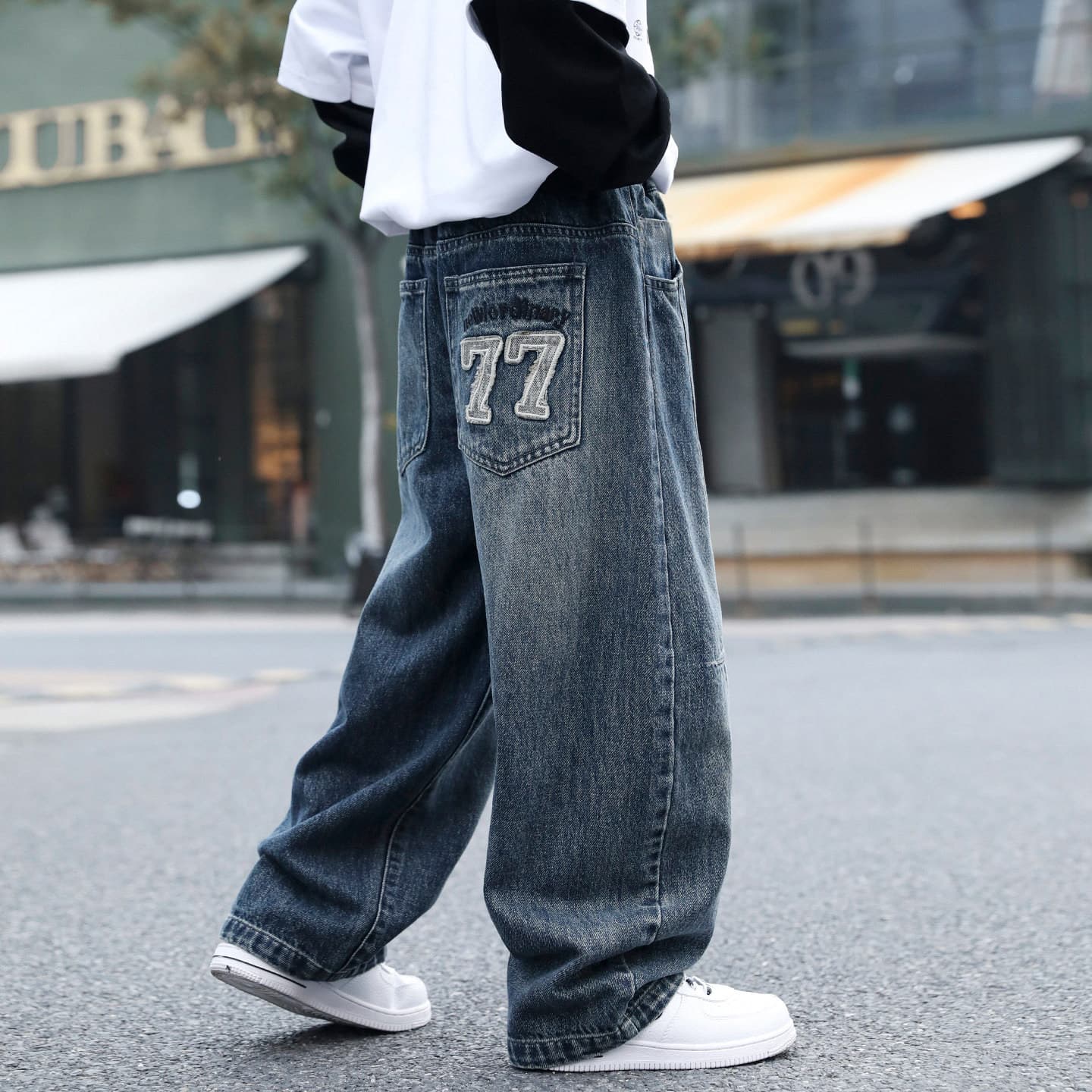 Children's clothing boys' jeans spring and autumn 2026 new casual letter style straight pants big children's boys' trousers