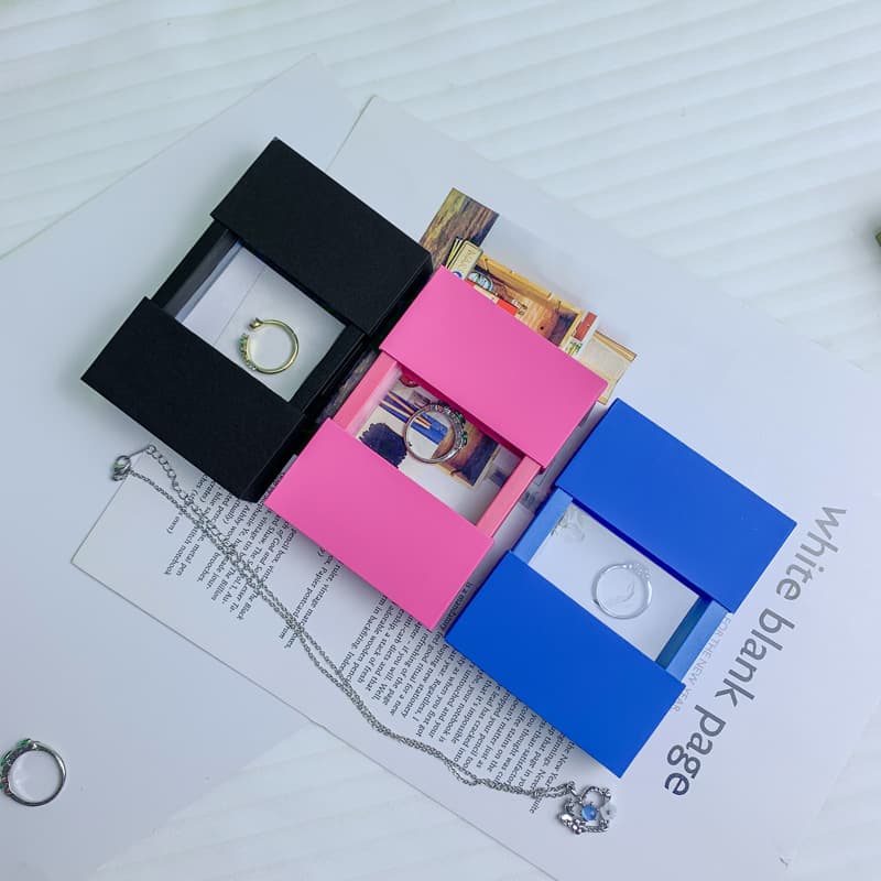 Bifold drawer box jewelry box transparent simple style storage earrings earrings necklace ring box packaging box wholesale found