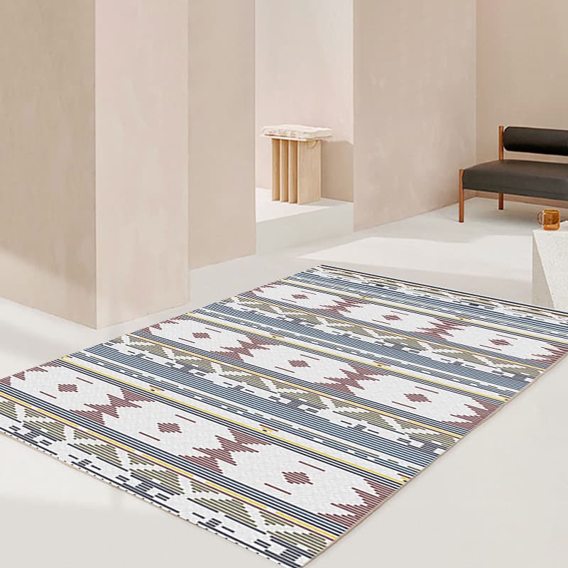 Line Pattern Carpet Full Pave Living Room Coffee Table Sofa Bedroom Bay Window Vintage Bedside Carpet Simple Modern Home Decor