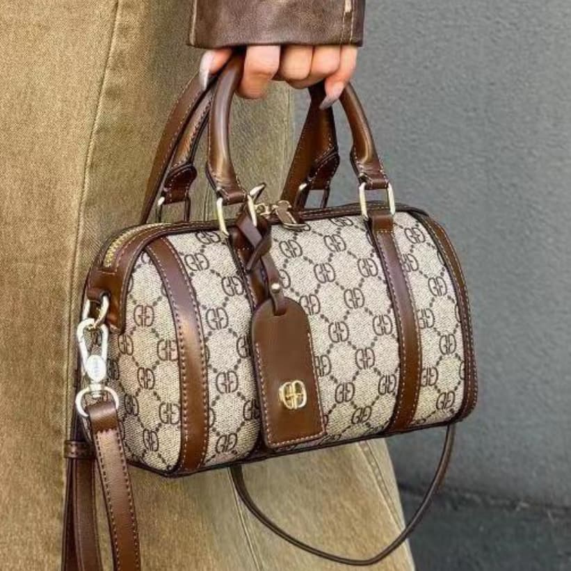 Cross-border 2025 new pillow bag retro print Boston handbag versatile ins shoulder crossbody bag for women