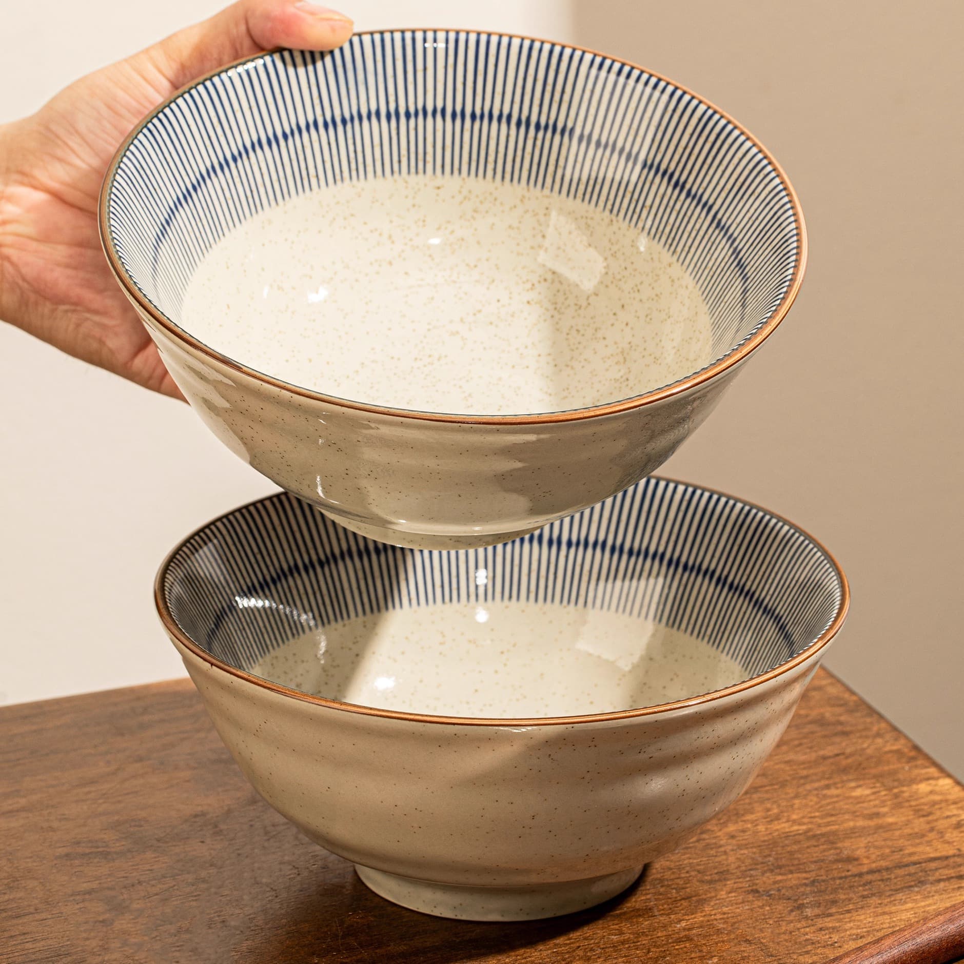 Japanese-Style Ceramic Noodle Bowl for Home Use, New Conical Bowl, Tableware, Soup Bowl, Large Ramen Bowl, Instant Noodle Bowl