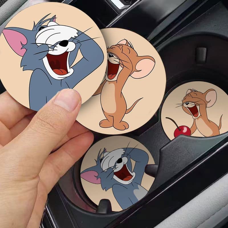 Tom and Jerry car coaster door slot storage mat car interior supplies cartoon car anti-slip mat storage mat