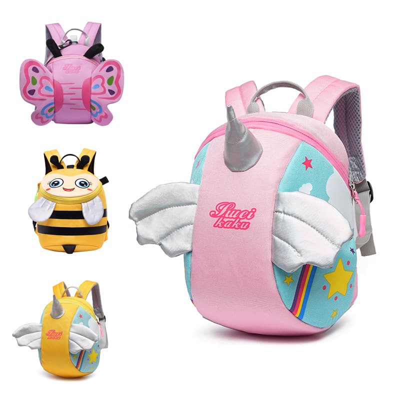 Cute Cartoon Kids Backpack for Toddlers Boys Girls Anti-Lost Shoulder Bag Breathable Oxford Cloth Animal Pattern Daily Use