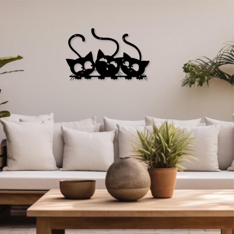 Amazon Metal Three Black Cats Wall Art Sculpture Minimalist Room Living Room Patio Wall Decor Crafts