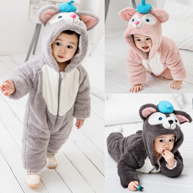 New Thickened Bodysuit Baby Clothes Newborn Baby Romper Autumn Winter Duffy Bear Animal Costume Romper