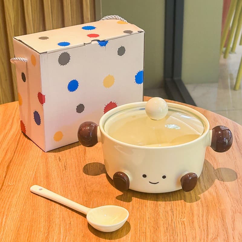 Birthday Gift for Women High-Aesthetic Ceramic Instant Noodle Bowl Gift Box Set Student Dormitory Instant Noodle Bowl Souvenir Gift Box