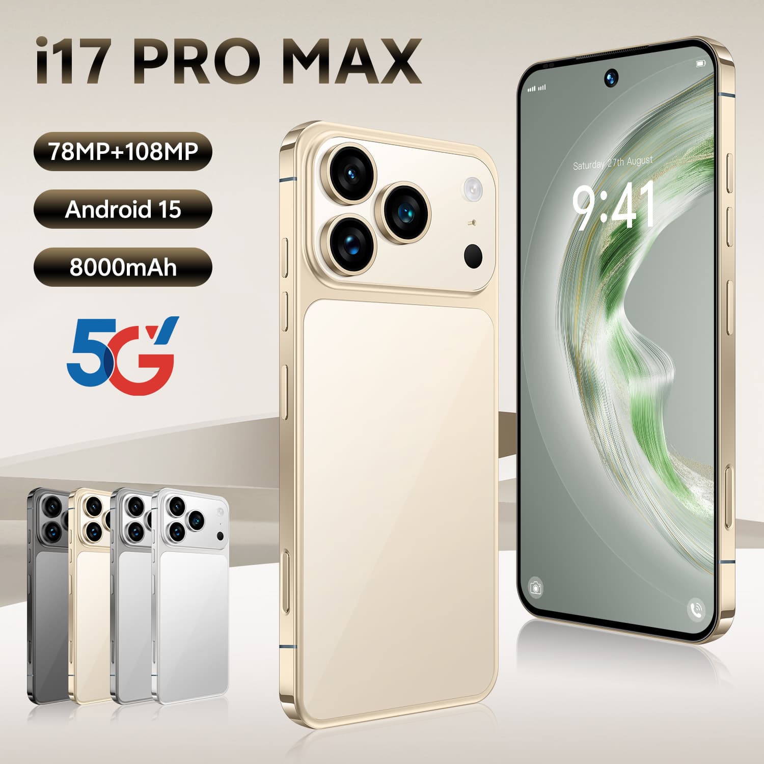 Cross-border 5G Global Network Genuine 17 Pro Max Smartphone New Android Phone Factory 16+512/1T
