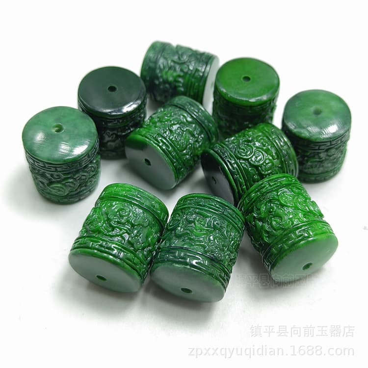 Imitation Dry Green Jade Carved Beads Wholesale DIY Jade Jewelry Jade Bracelet Necklace Jade Accessories