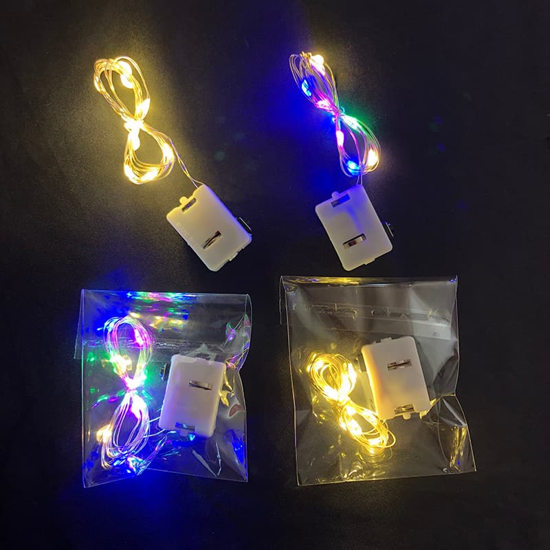 1-meter 10-light warm color LED string lights, copper wire with three-level flashing for cake and flower decoration light strips, accessory gift box string lights