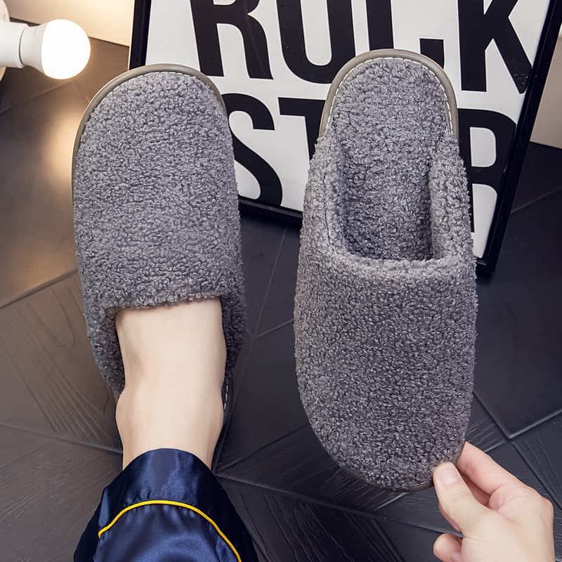 Japanese autumn and winter wool home use for men and women warm cotton slippers home indoor floor non-slip winter cotton slippers