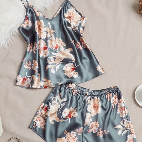 Cross-border Women's Pajama Set Ice Silk Pajamas Thin Women's Home Camisole Shorts Set Sexy Two-Piece Loungewear