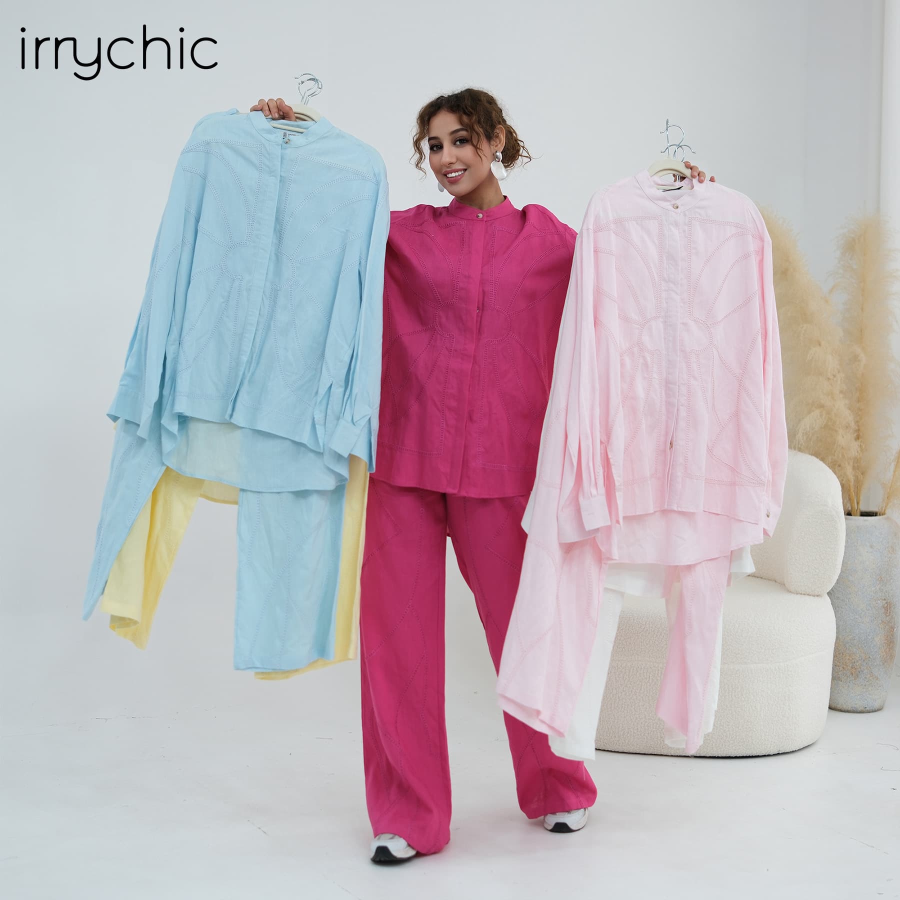 Ai Yirui Real Shot Direct Out, Embroidered Bright Top + Pants Set 1255
