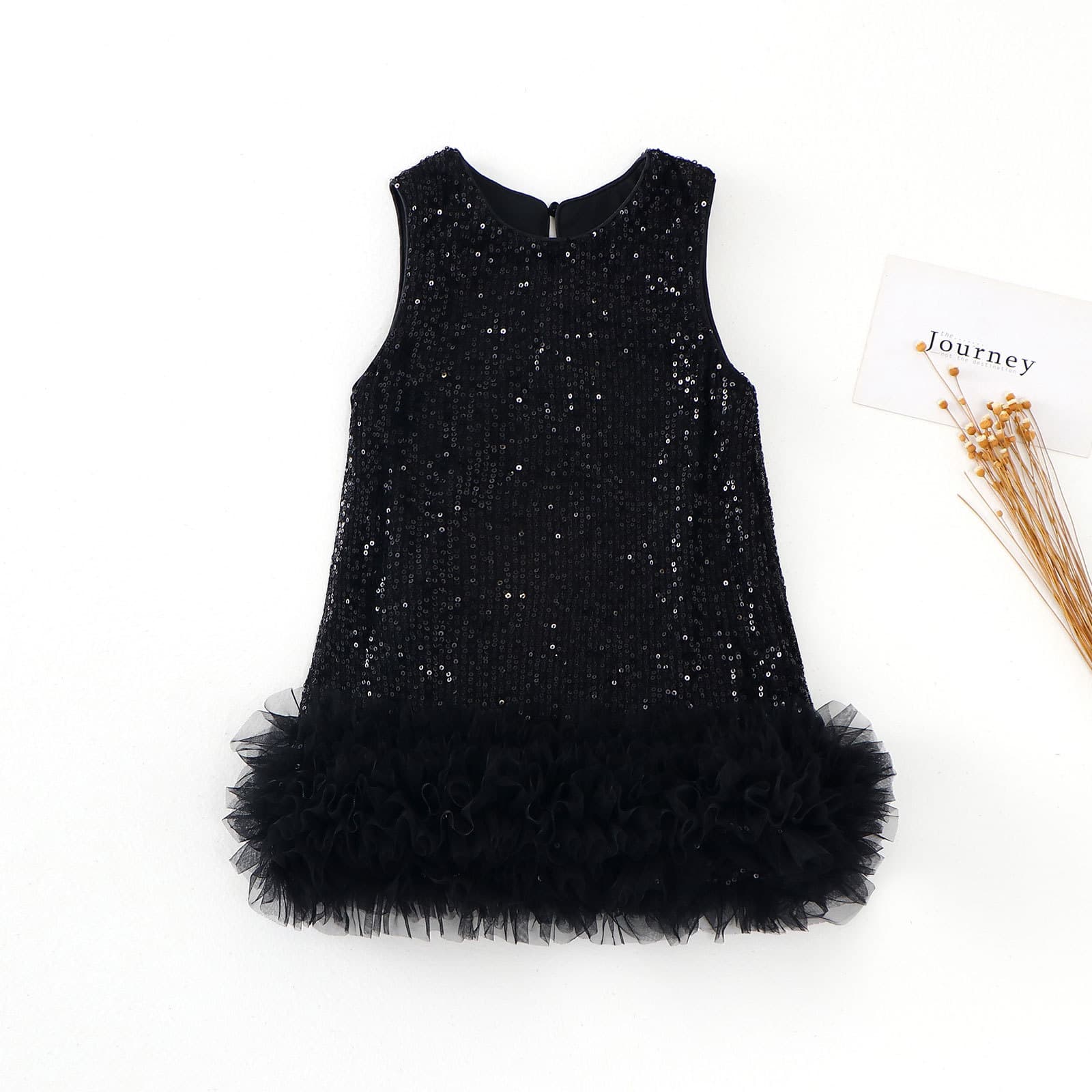 Girls Sequin Tank Dress 2026 Spring Cross-border Party Short Sleeve Gown Children Princess Dress Mesh Tulle Skirt