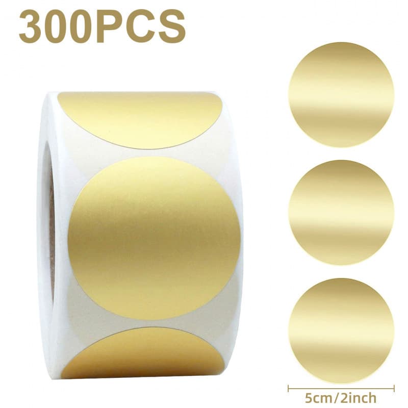 300pcs Round Matte Gold Seal Stickers for Birthday Wedding Gift Box Labels, Matte Gold/Matte Silver Roll Stickers