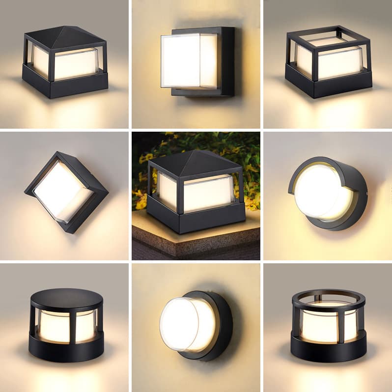 Cross-border outdoor wall lamp column head lamp courtyard lawn lamp fence column lamp LED garden villa landscape small wall lamp