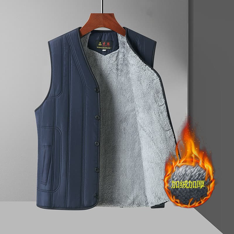 Winter vest fleece-lined warm middle-aged and elderly close-fitting waistcoat, father's style thick vest, elderly cold protection vest.