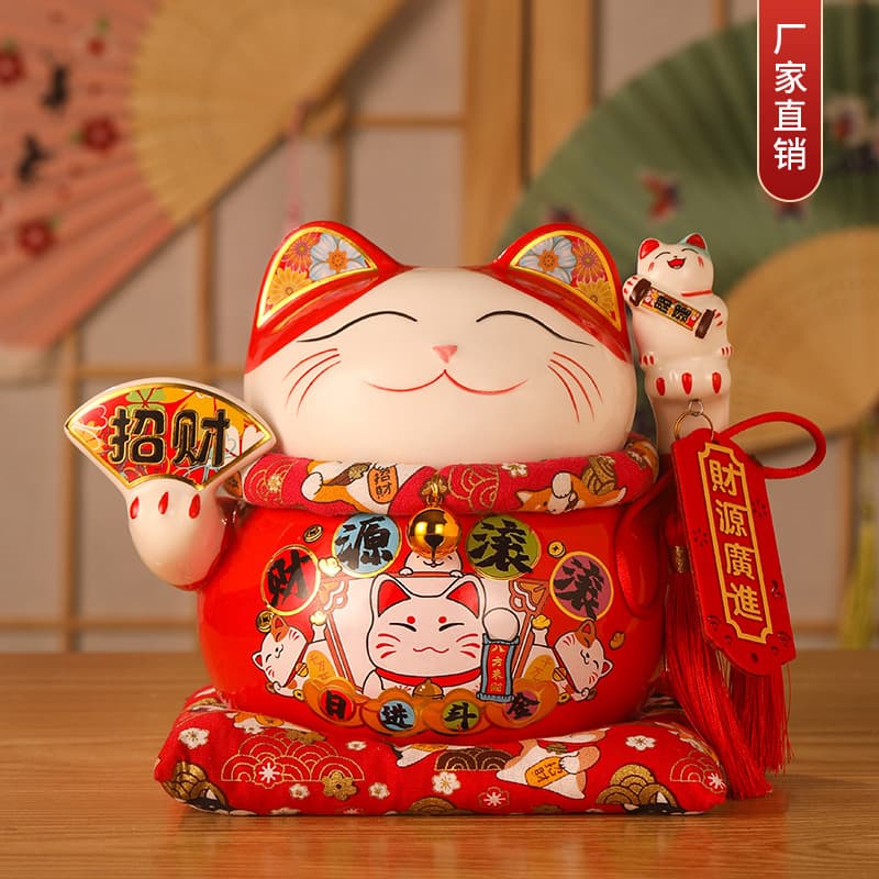 Large Lucky Cat Ornament Money Bank Store Opening Decoration Creative Gift Home Decor Ceramic Craft Present
