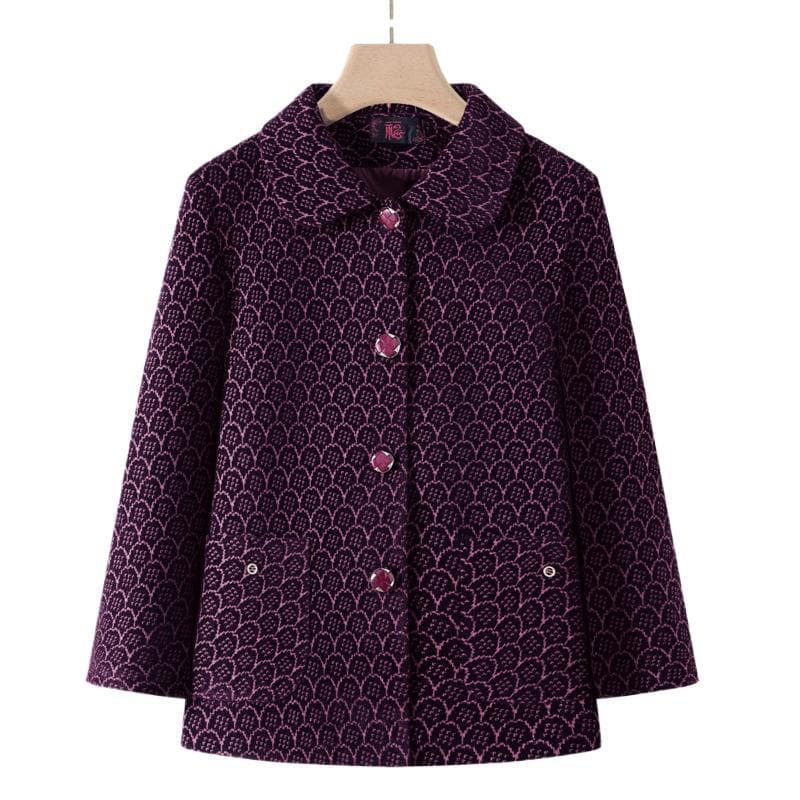 Grandma Autumn Coat Middle-aged and Elderly Women's Lapel Top 60s 70s Mother's New Autumn and Winter Style Old Lady Clothes