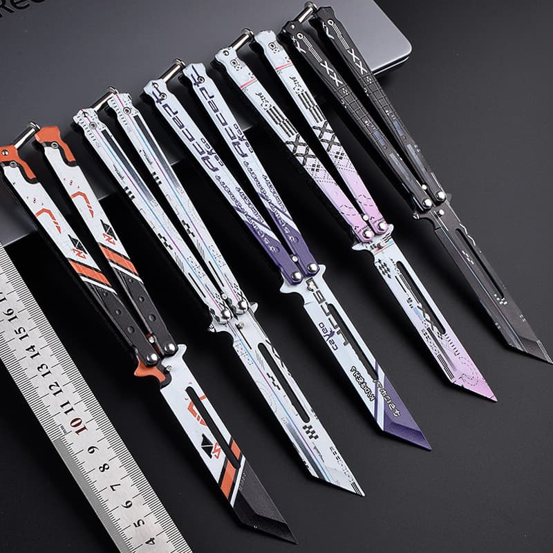 Butterfly Training Knife Unsharpened CSGO Peripheral Newbie Practice Folding Multi-Function Flick All-Steel Stunt Butterfly Knife