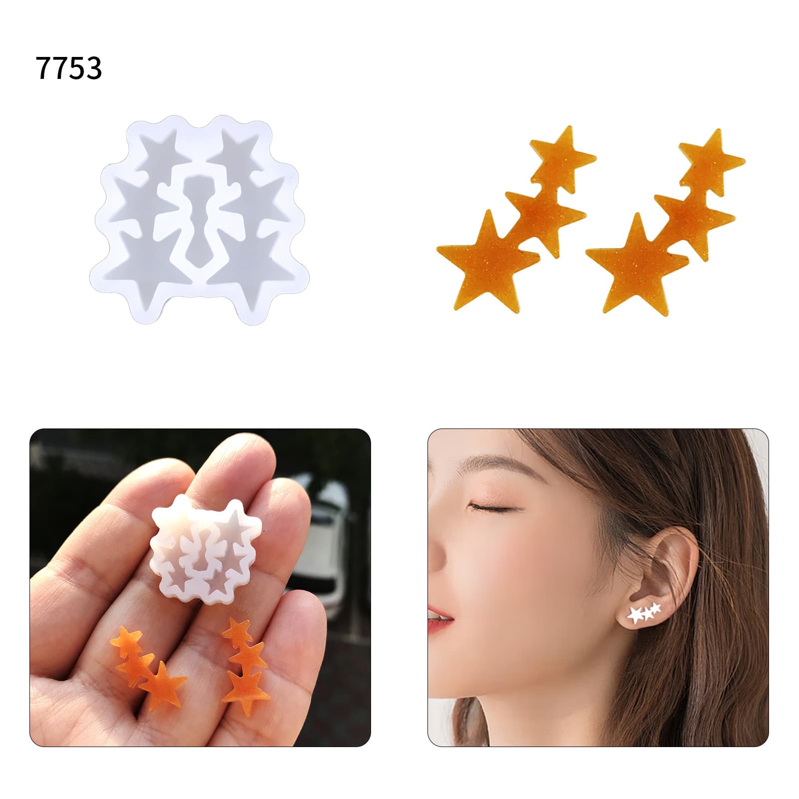 Star Earring Resin Mold DIY Creative Earring Pendant Decoration Mold Star Earring Earring Silicone Mold