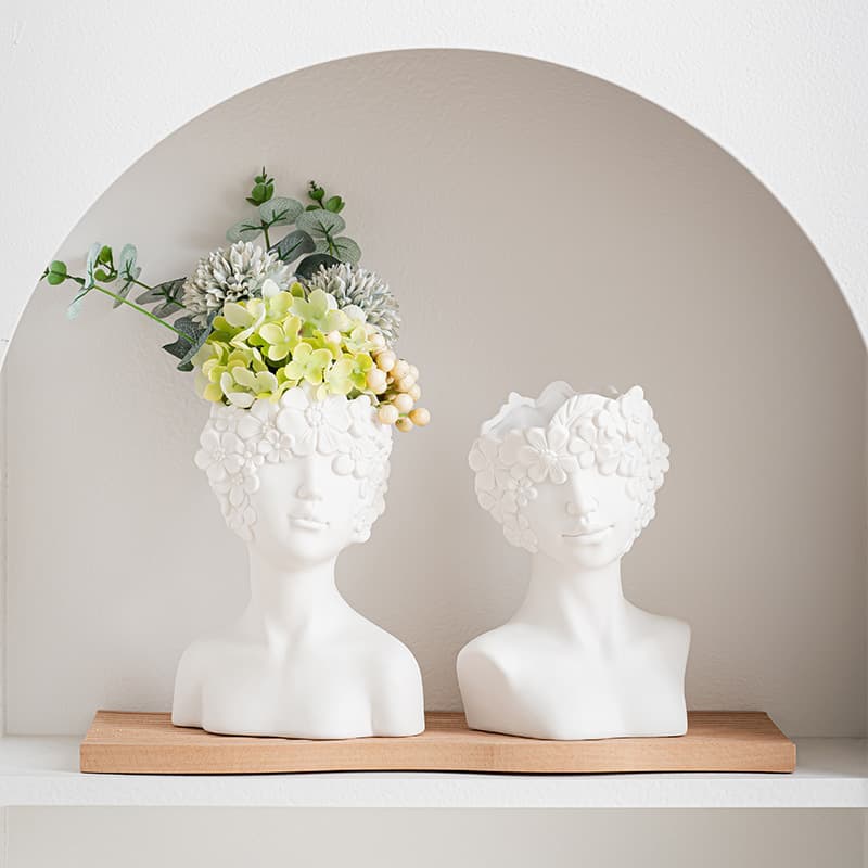 Yide Duan Ceramic Vase Decorative Art for Living Room Flower Arrangement Female Body Art Ornament White Porcelain