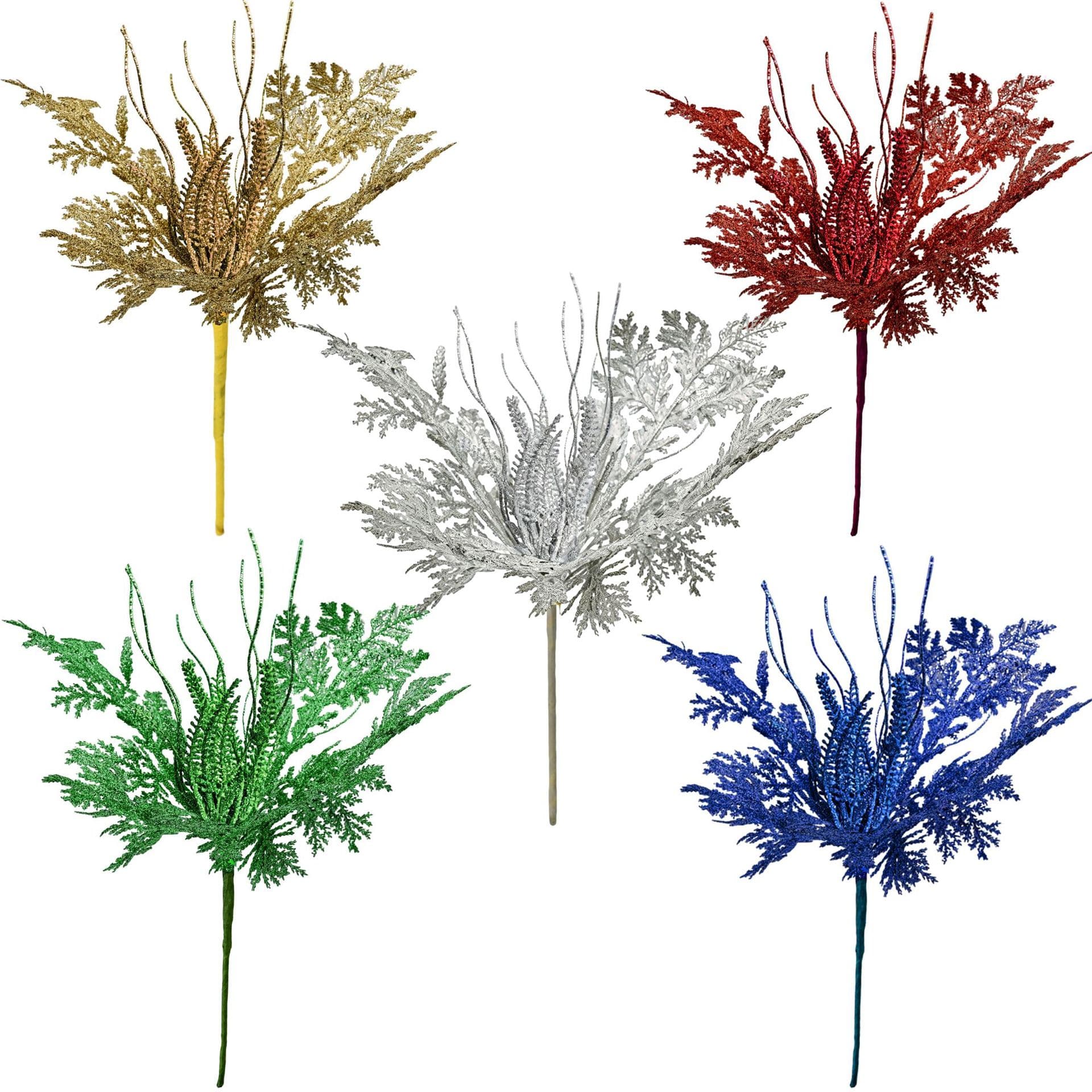 Christmas flower simulation glitter leaves handmade diy Christmas wreath material accessories Christmas tree pendant scenery fake flowers