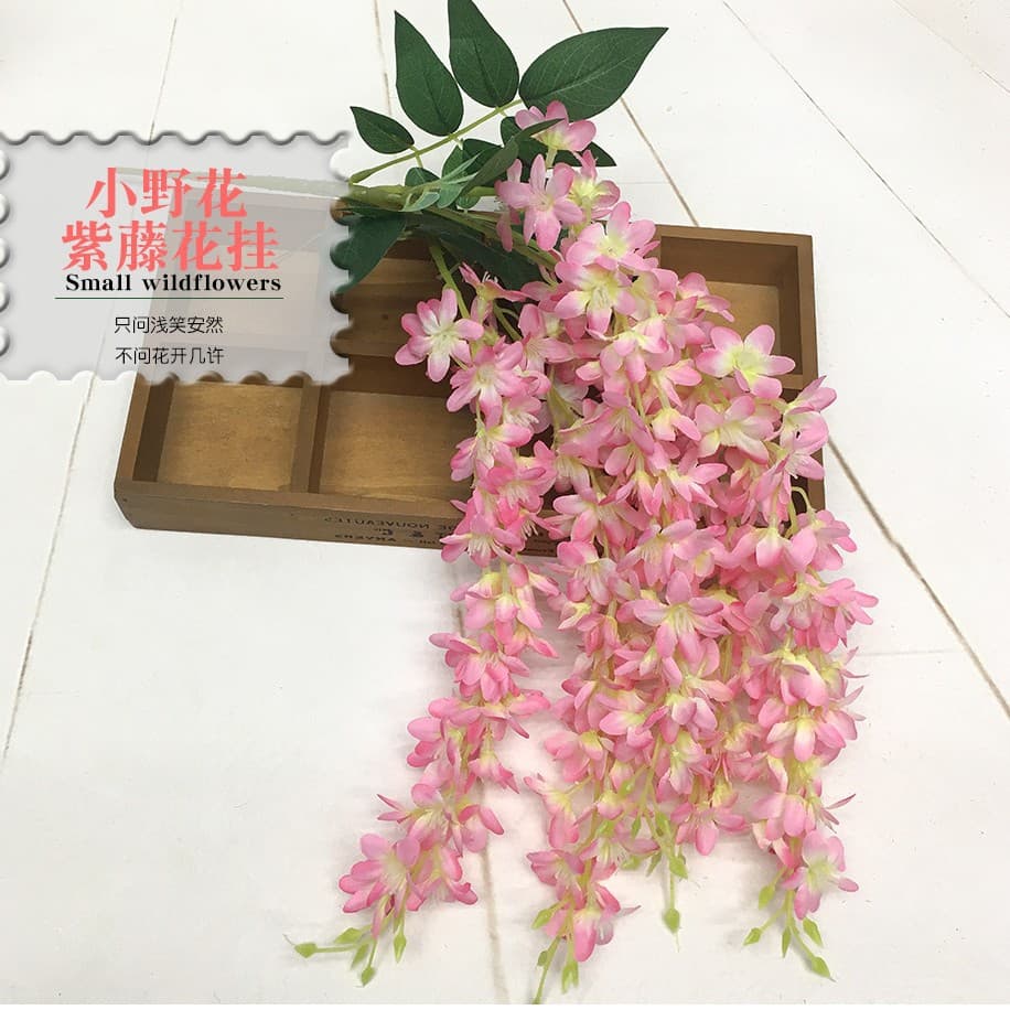 Artificial Wisteria Flower Wedding Ceiling Decoration Fake Flower Garland Simulation Vine String Cross-Border Wholesale