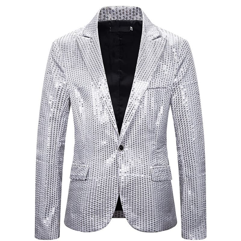 Men's Stage Sequin Suit Cosplay Party Stage Nightclub Shiny Cool Performance Suit Jacket Top
