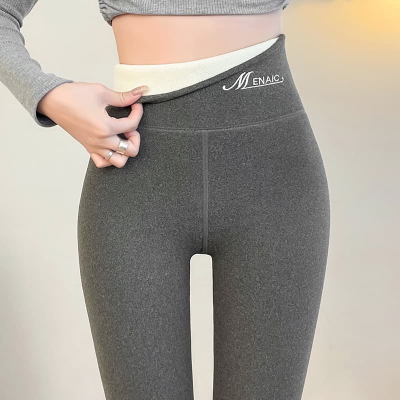 Autumn/Winter Leggings Fleece-Lined Thickened Women's Outdoor Wear Cotton Pants, German Fleece Self-Heating High-Waist Tight Lambswool Warm Pants