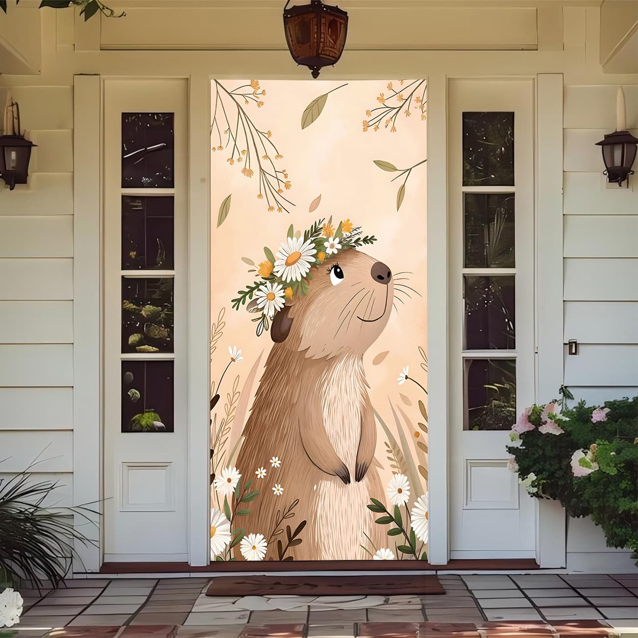 Temu Amazon Shein Cross-border Exclusive Elastic Room Door Decoration Cover Simple Installation Animal Design Door Cover