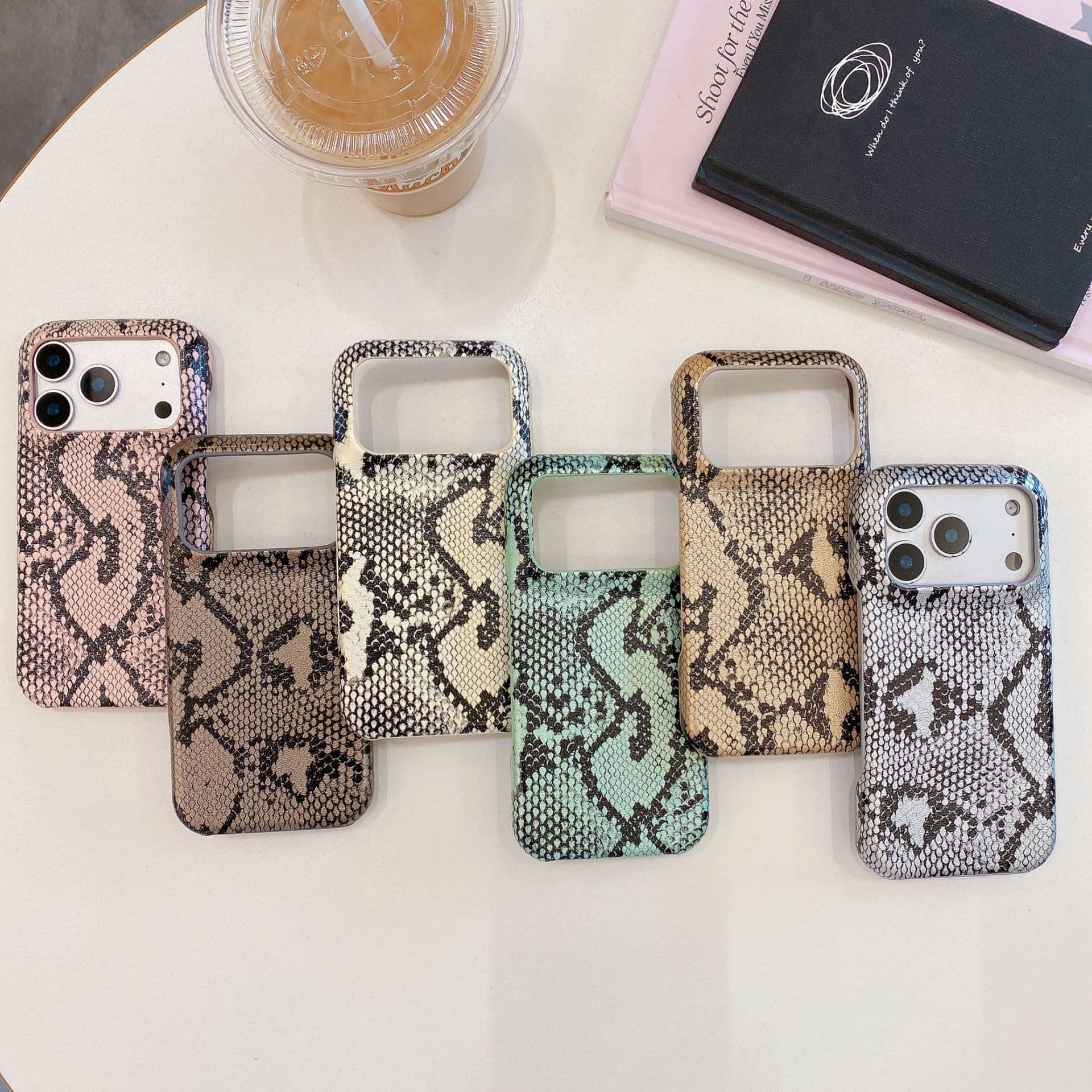 Metal Snake Skin Texture Half-wrap Case for iPhone 18 Pro, Apple 17 Pro Max, 14p Phone Case