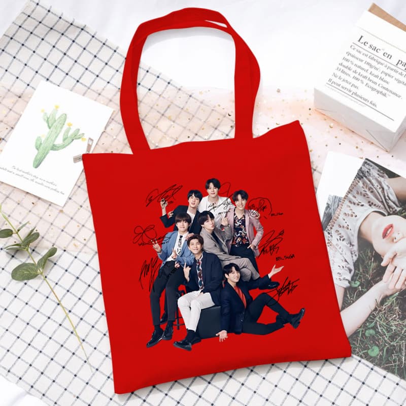 Cross-border BTS Bangtan Boys Personalized Print Hot Selling Large Capacity Commute Canvas Bag Casual Lightweight Tote Bag