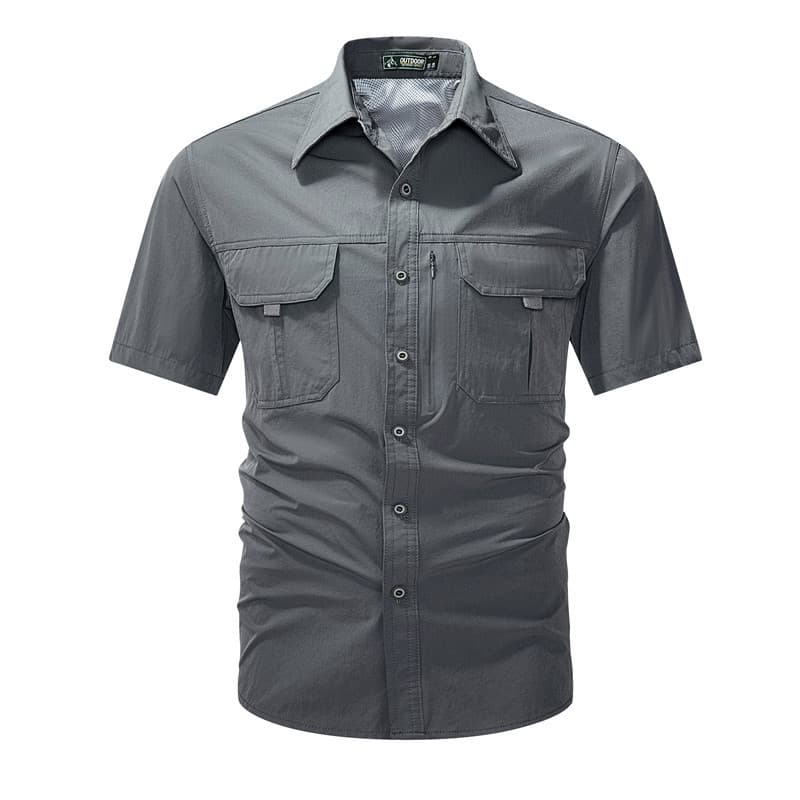 Cross-border Large Size Summer Military Short Sleeve Shirt Men's Workwear Cotton Work Shirt Outdoor Loose Fit Men's Shirt Wrinkle-Free